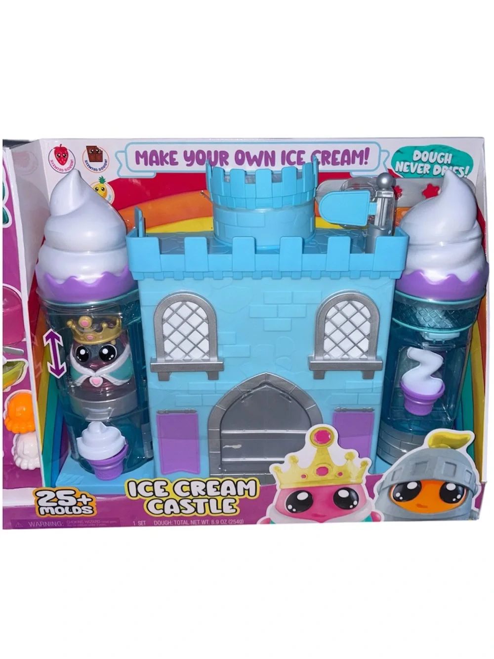 DohKins Ice Cream Castle with Princess & Knight - Scented Dough that Never Dries